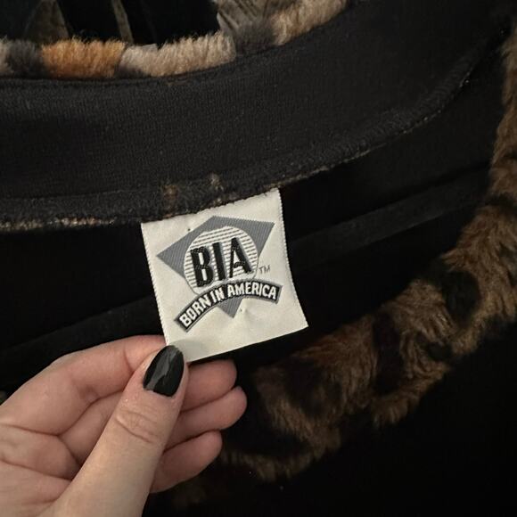 Vintage BIA Leopard Neck Mini Dress Black Size Medium - Picture 5 of 7